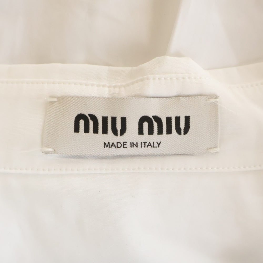 miumiu(ミュウミュウ) ロゴ刺繍 ポプリン 長袖シャツ ホワイト MK1657