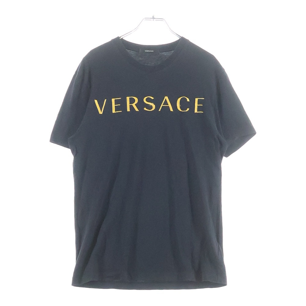 【新品タグ付き】VERSACE ヴェルサーチ ロゴTシャツ ブラック レディース VERSACE(ヴェルサーチ) ロゴ刺繍 半袖Tシャツ カットソー ブラック