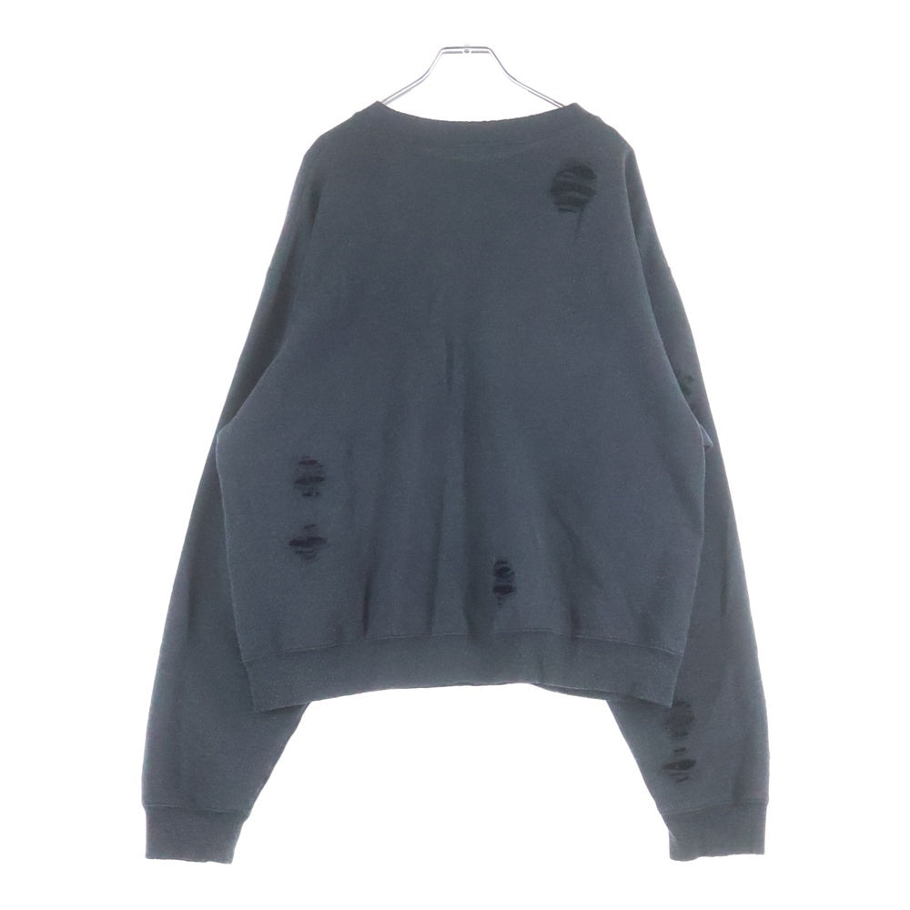 Acne Studios(アクネ ストゥディオズ) 25SS ロゴプリント ダメージ加工スウェットクルーネックシャツ グレー FN-UX-SWEA000044