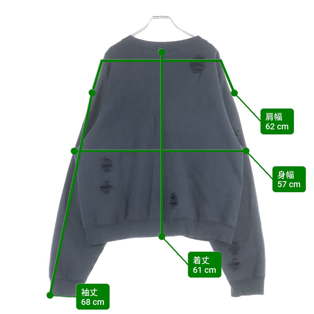 Acne Studios(アクネ ストゥディオズ) 25SS ロゴプリント ダメージ加工スウェットクルーネックシャツ グレー FN-UX-SWEA000044
