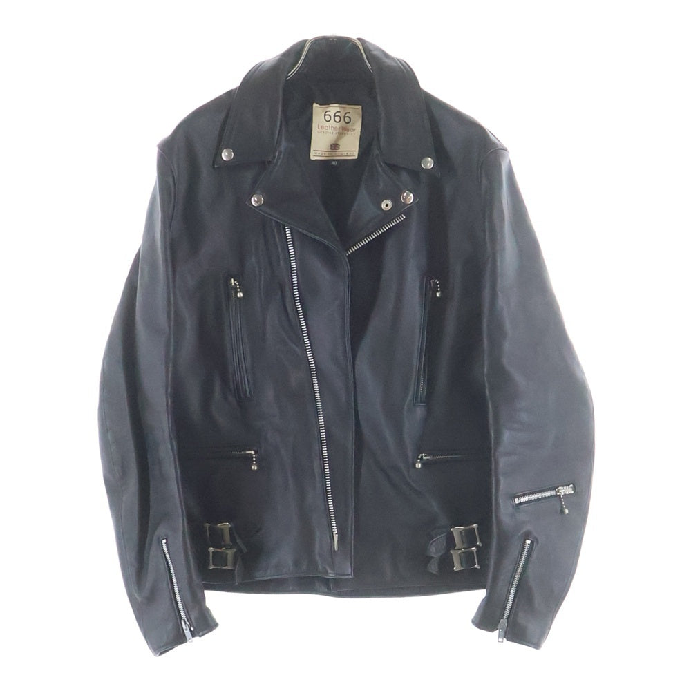 666 LEATHER WEAR(トリプルシックスレザーウェア) ダブル ライダース レザー ジャケット ブラック