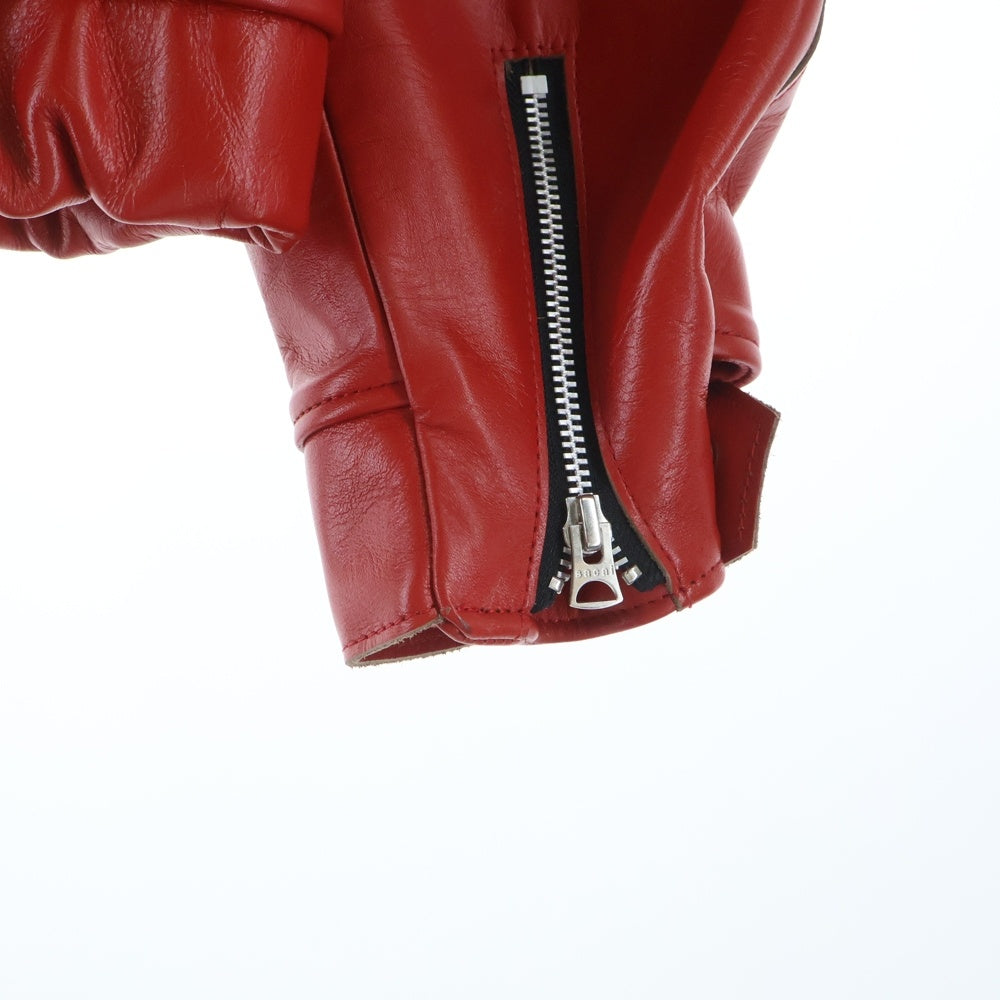 Sacai(サカイ) 25SS LEATHER JACKET マルチポケット ジップアップ カウハイド レザージャケット レッド 25-03578M