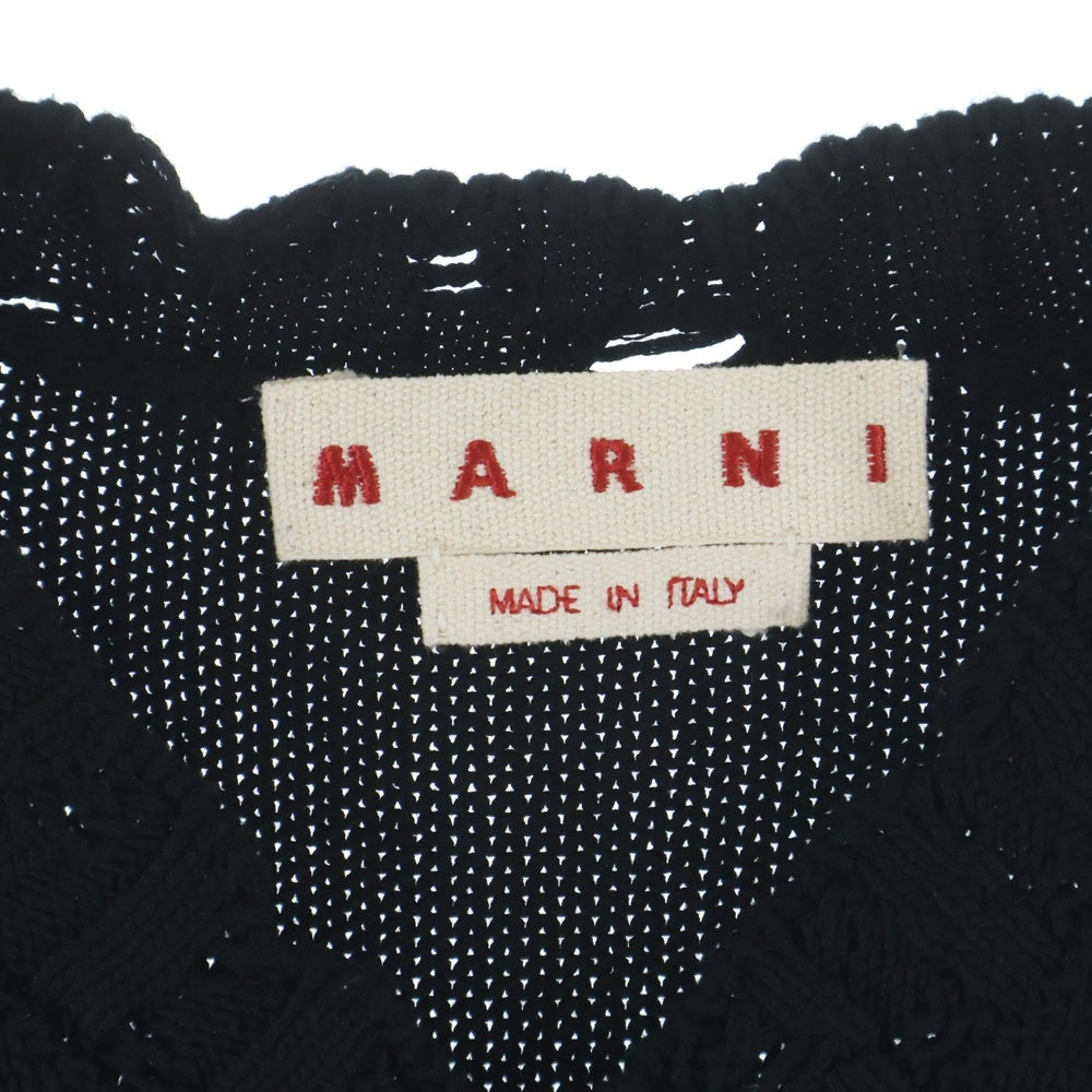 MARNI(マルニ) 23SS ダメージ加工 Vネックニット セーター ブラック CVMG0091A0
