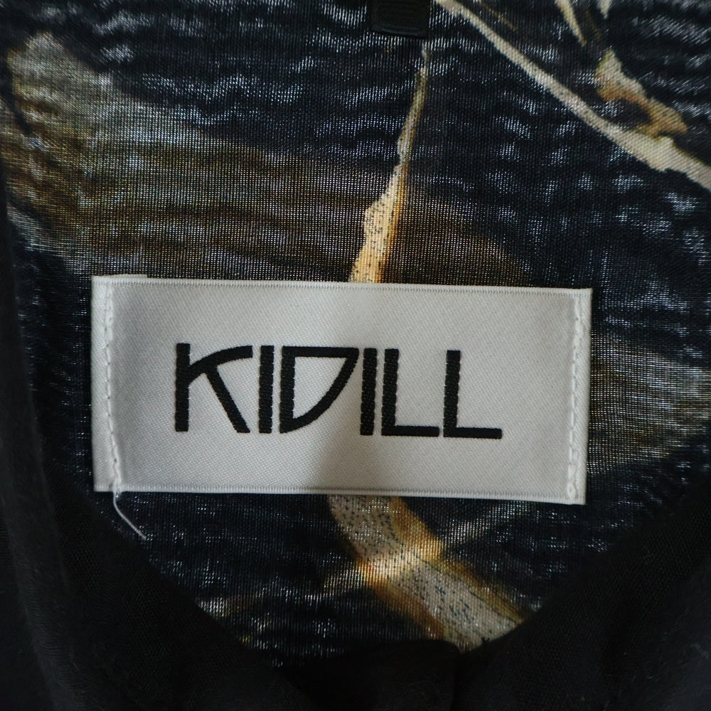 KIDILL(キディル) THREE PANEL SHIRT SKULL PRINT PATTERN スリー パネル シャツ スカル プリント パターン 長袖 シャツ ブラック KL745