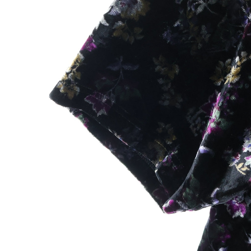 SUPREME(シュプリーム) 19AW Floral Velour Baseball Jersey フローラル ベロアベースボールシャツ アーチロゴ ベルベット 半袖シャツ ブラック