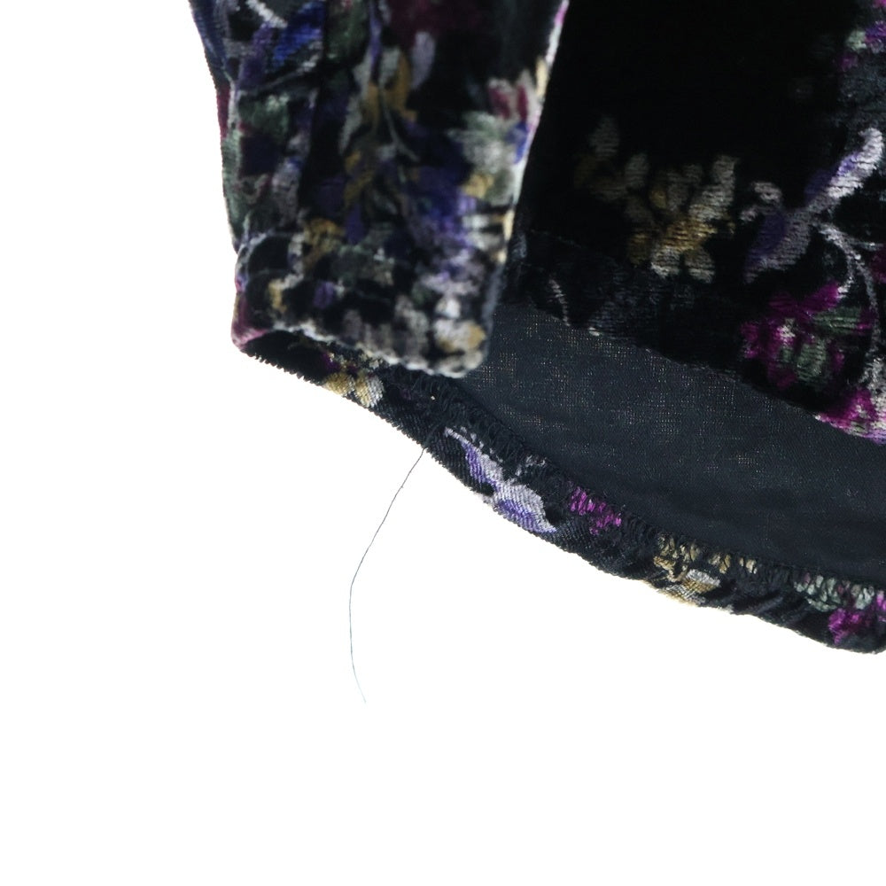 SUPREME(シュプリーム) 19AW Floral Velour Baseball Jersey フローラル ベロアベースボールシャツ アーチロゴ ベルベット 半袖シャツ ブラック
