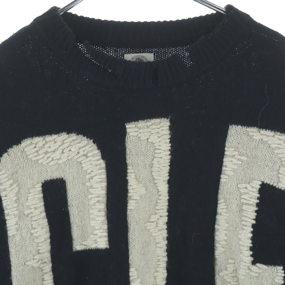 SAINT MICHAEL(セントマイケル) 22AW CLF MEN KNIT フロントデザイン ニットセーター ダメージ加工 デストロイ加工 ブラック SM-A22-0000-033
