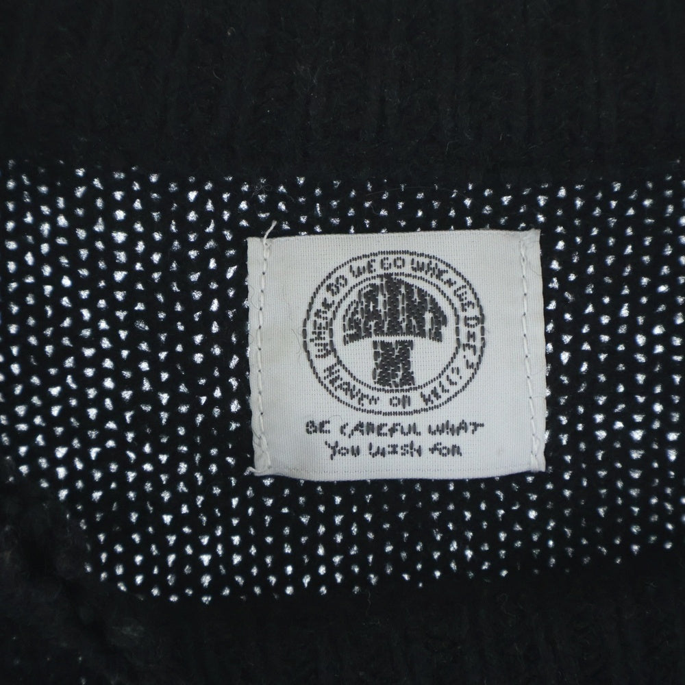 SAINT MICHAEL(セントマイケル) 22AW CLF MEN KNIT フロントデザイン ニットセーター ダメージ加工 デストロイ加工 ブラック SM-A22-0000-033