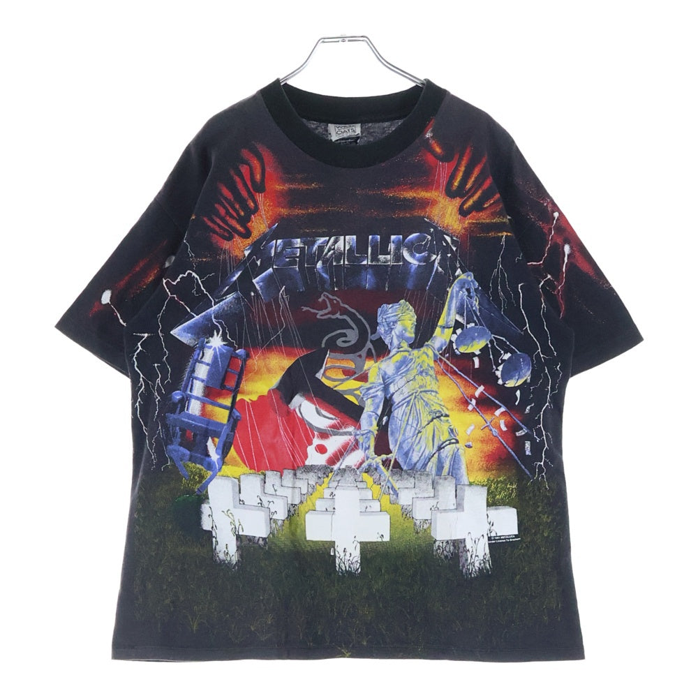 VINTAGE(ヴィンテージ) 90S METALLICA メタリカ AND JUSTICE FOR ALL 大判プリント バンドTシャツ 半袖Tシャツ カットソー ブラック