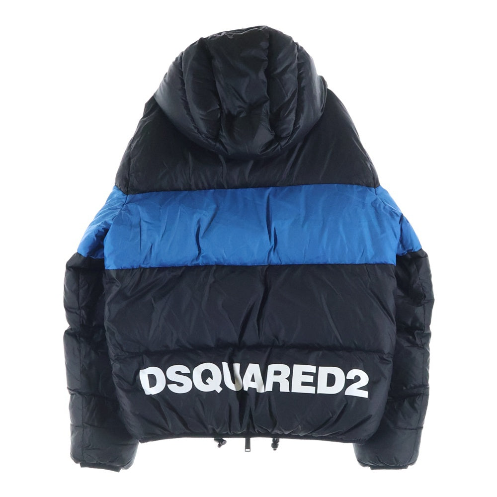 DSQUARED2(ディースクエアード) 19AW Nylon Hooded Puffer Jacket ナイロン フーデッド パフィージャケット ブラック/ブルー S74AM0960