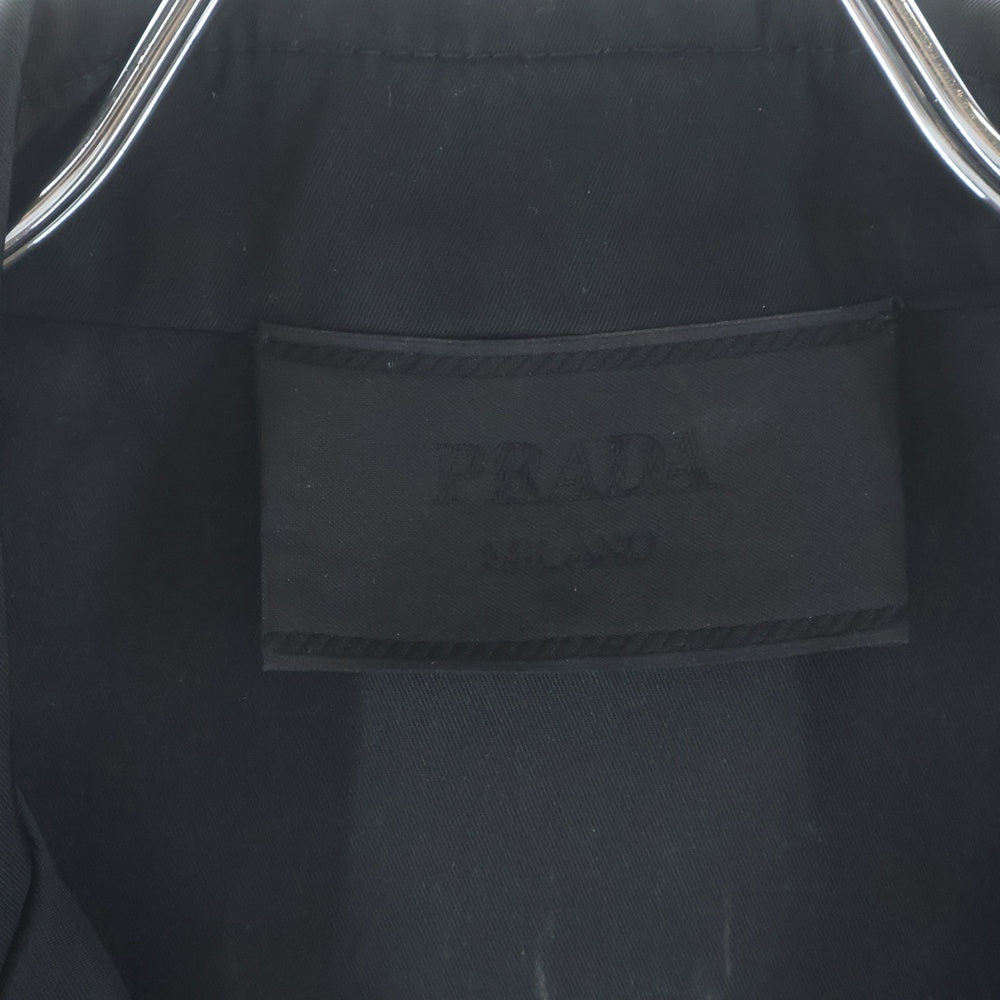 PRADA(プラダ) RE-NYLON リナイロン トライアングルロゴ ナイロン オープンカラー 半袖シャツ ブラック SC449 S182 1WQ8