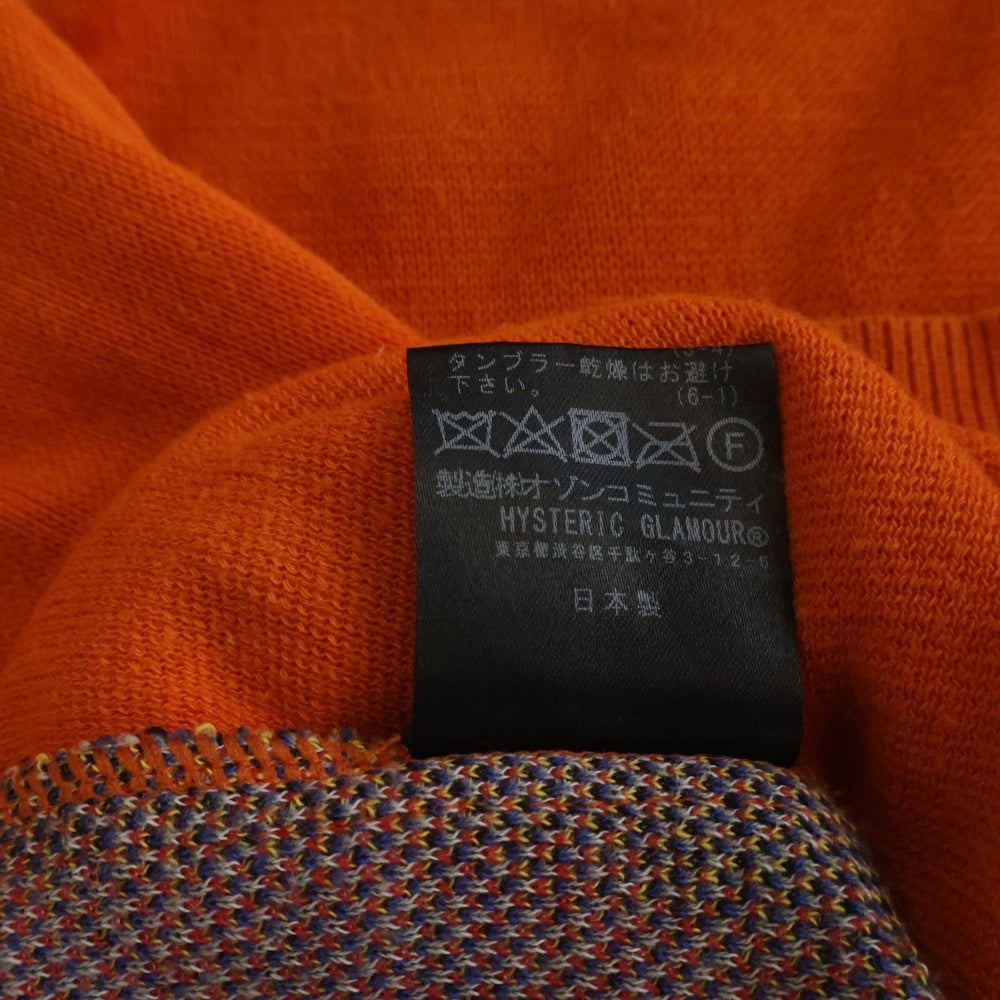 HYSTERIC GLAMOUR(ヒステリックグラマー) M&T フロントデザインニット セーター オレンジ 01193NO03