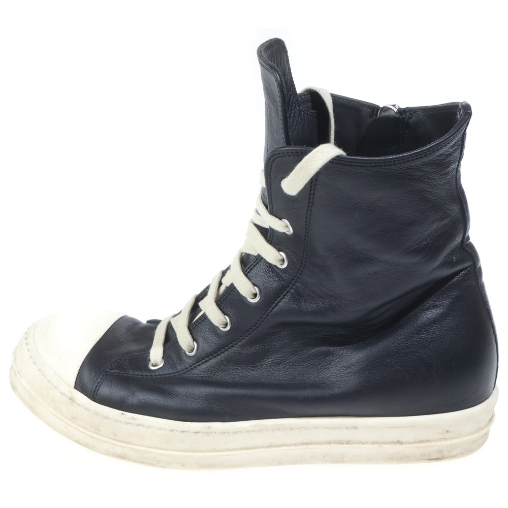 Rick Owens(リックオウエンス) RAMONES ラモーンズ サイドジップ レザーハイカットスニーカー ブラック
