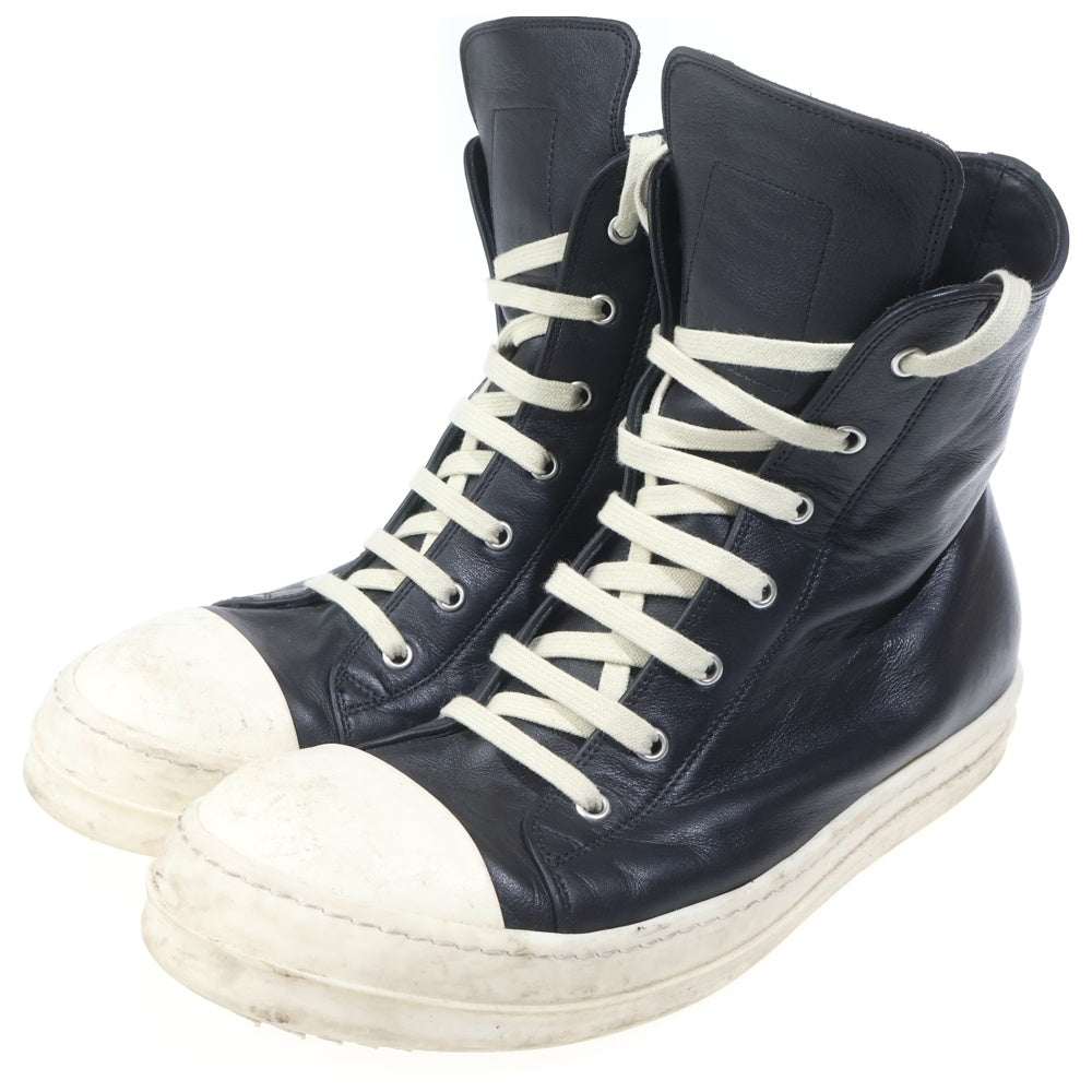 Rick Owens(リックオウエンス) RAMONES ラモーンズ サイドジップ レザーハイカットスニーカー ブラック