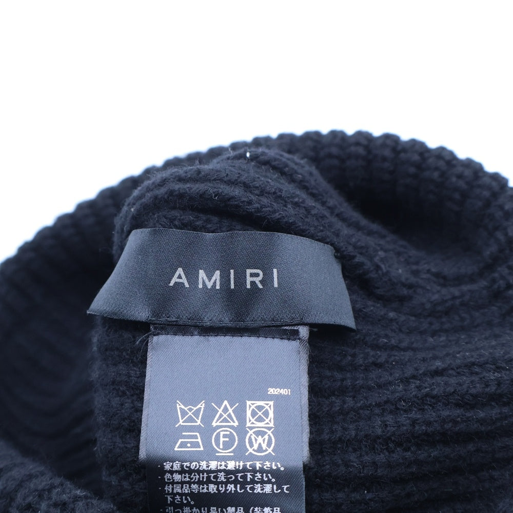AMIRI(アミリ) ロゴ刺繍 ニット帽 ビーニー ブラック