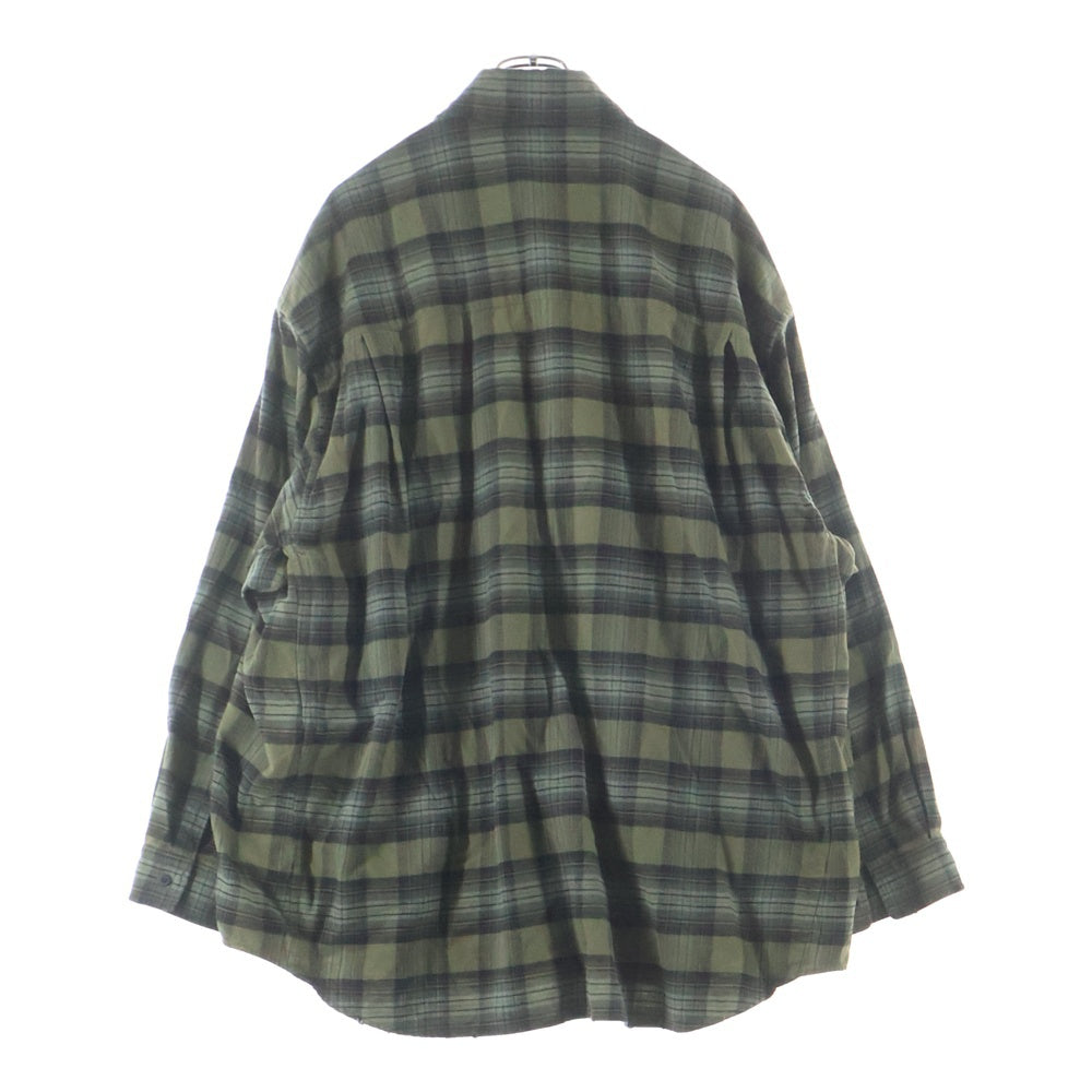 BALENCIAGA(バレンシアガ) 24AW PARIS LIBERTY L/S LAYERED SHIRT パリリバティー レイヤード ドッキング ヴィンテージ チェック柄長袖シャツ カーキ/ブラック 794656 TQM20