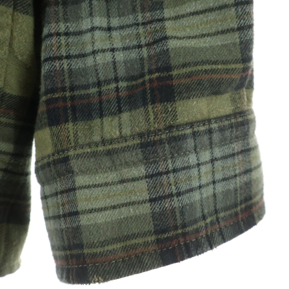 BALENCIAGA(バレンシアガ) 24AW PARIS LIBERTY L/S LAYERED SHIRT パリリバティー レイヤード ドッキング ヴィンテージ チェック柄長袖シャツ カーキ/ブラック 794656 TQM20