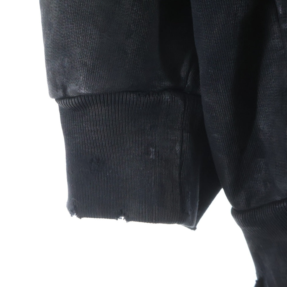 BALENCIAGA(バレンシアガ) 23SS Zip-Up Hoodieダメージ加工ジップパーカー ブラック 744454