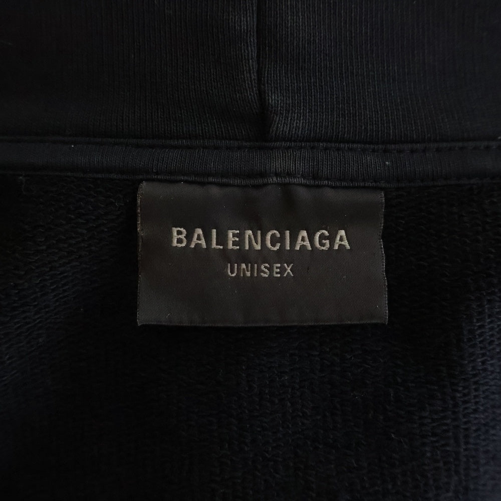 BALENCIAGA(バレンシアガ) 23SS Zip-Up Hoodieダメージ加工ジップパーカー ブラック 744454