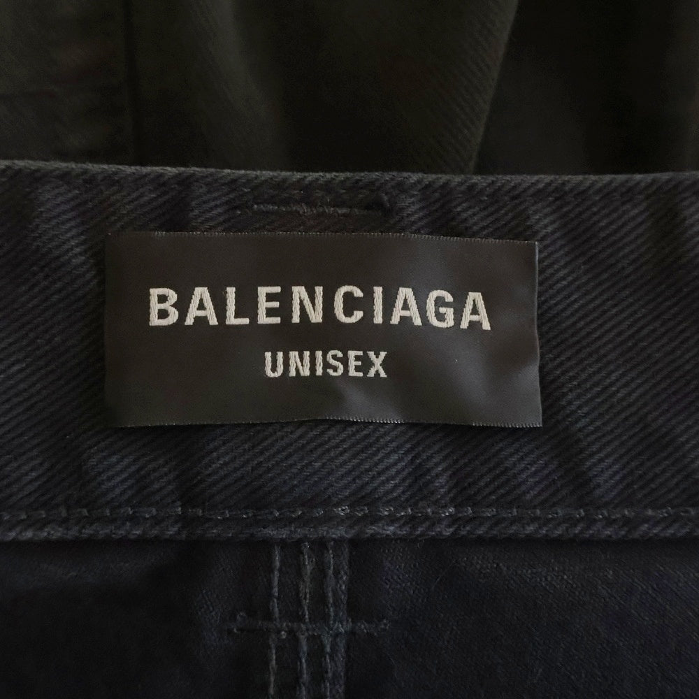 BALENCIAGA(バレンシアガ) 25AW グランジリップドオフ ダブルニー バギーデニムパンツ ブラック 838672 TSWB7