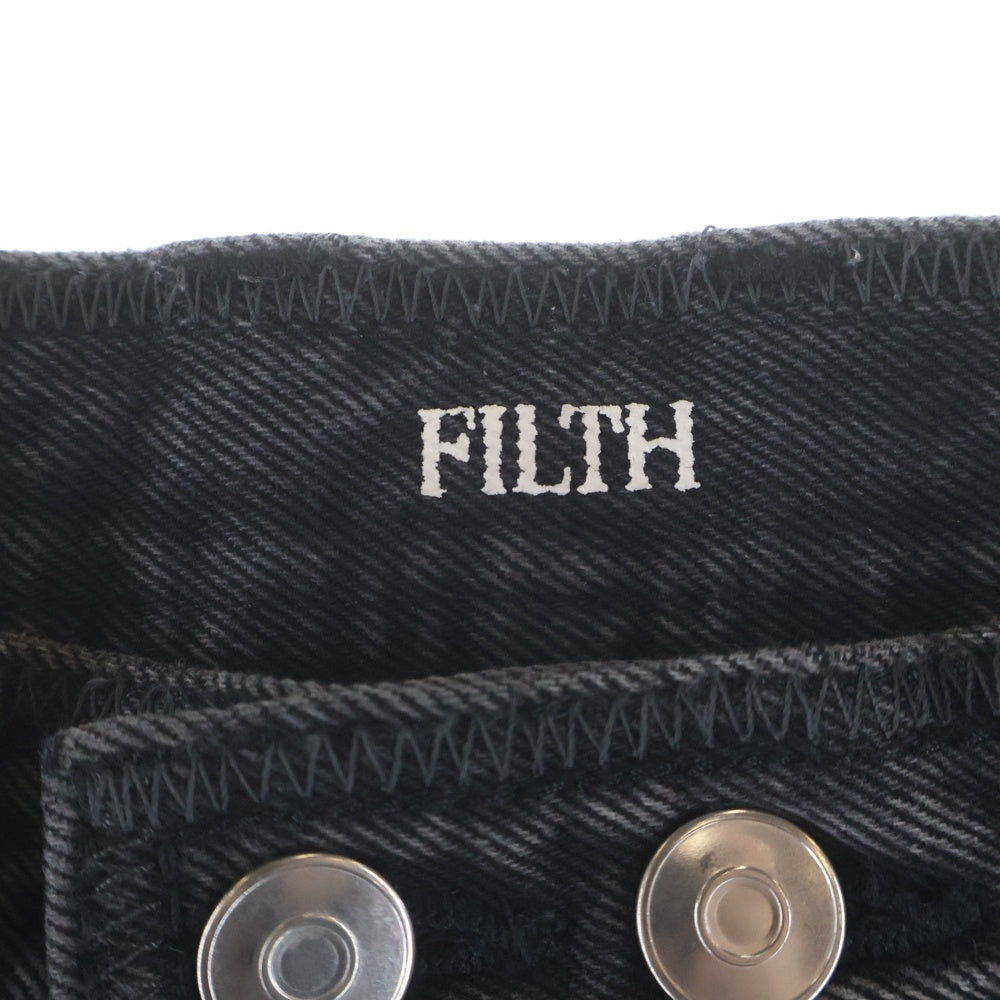 FILTH(フィルス) FRONT ZIP BAGGY DENIM SHORTS バギー デニム ショーツ ブラック FL-SS24-PT01