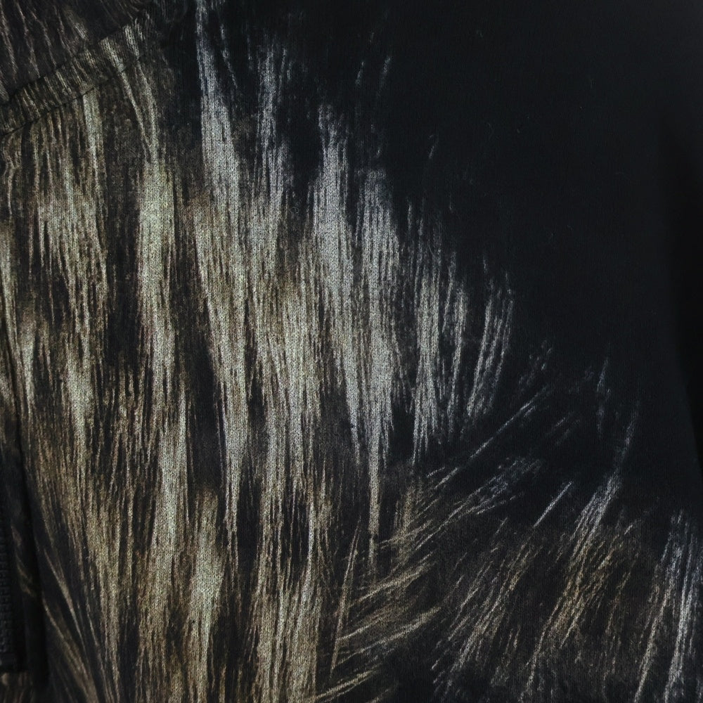 TAAKK(ターク) FUR PRINT JERSEY FLOCKY SWEATSHIRT ハーフジップ スウェットシャツ ブラック TA25AW-JR-088