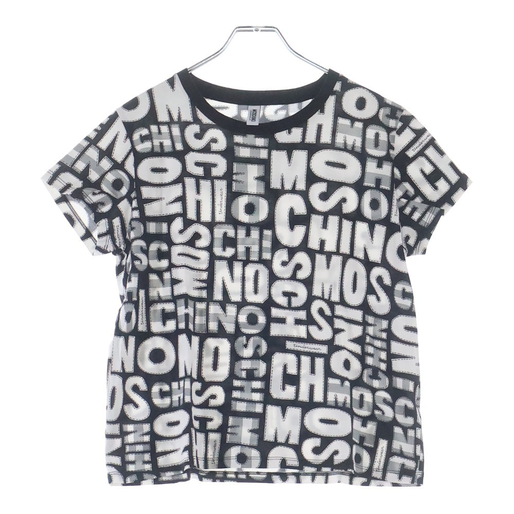MOSCHINO(モスキーノ) 総柄ロゴデザイン 半袖Tシャツ カットソー ブラック/ホワイト