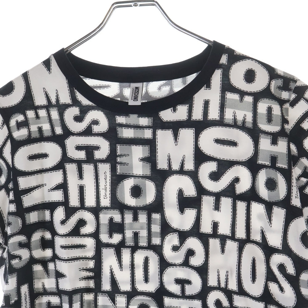 MOSCHINO(モスキーノ) 総柄ロゴデザイン 半袖Tシャツ カットソー ブラック/ホワイト