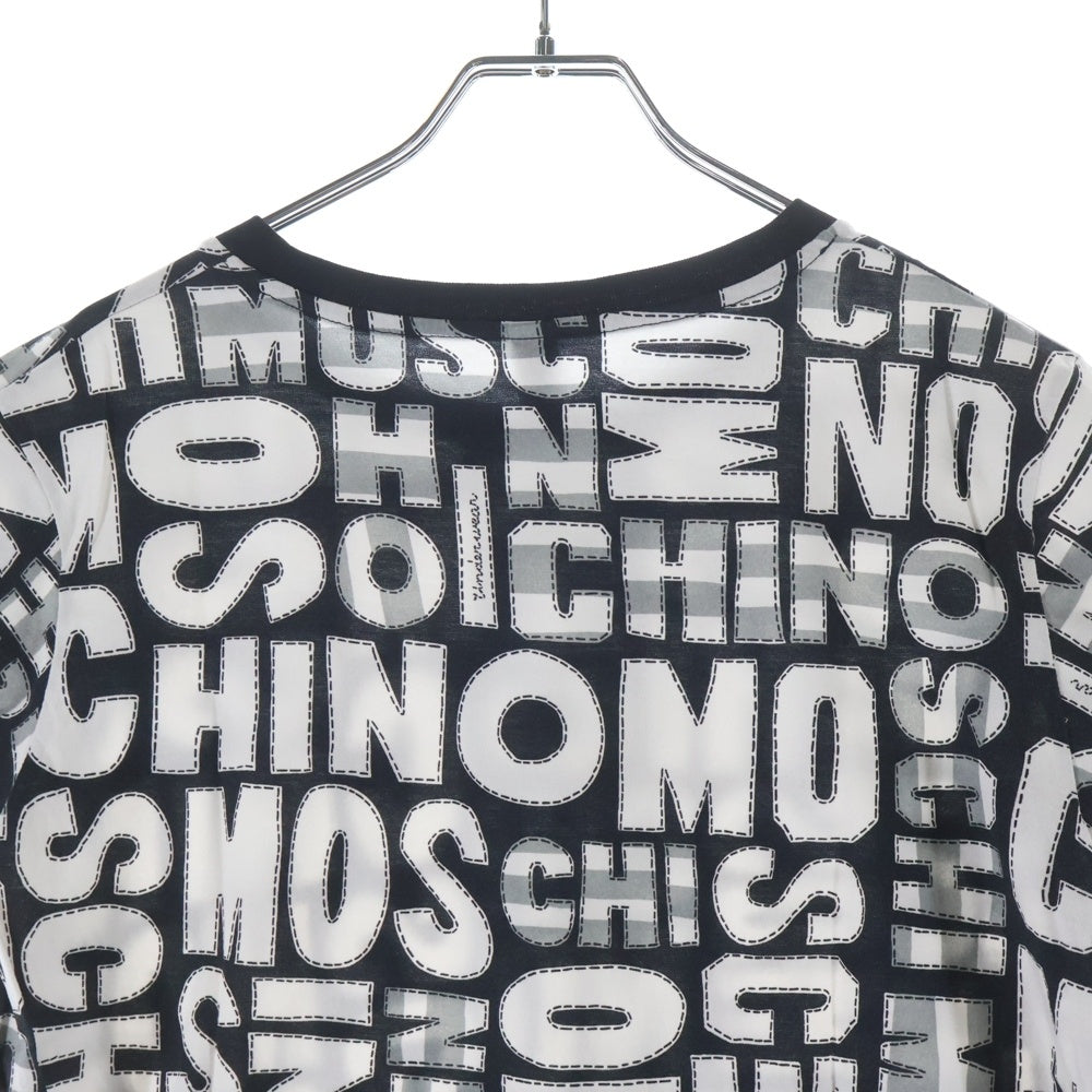 MOSCHINO(モスキーノ) 総柄ロゴデザイン 半袖Tシャツ カットソー ブラック/ホワイト