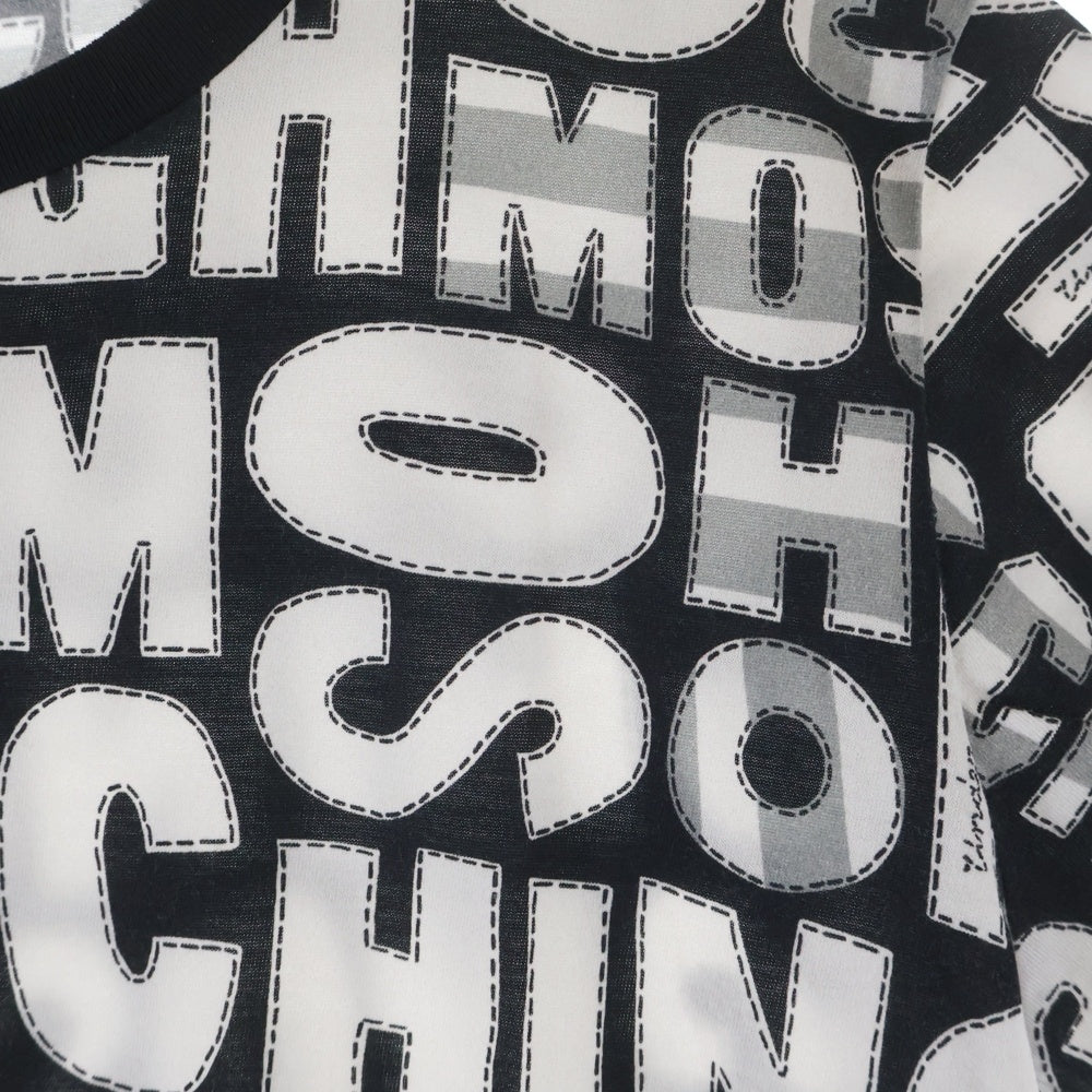 MOSCHINO(モスキーノ) 総柄ロゴデザイン 半袖Tシャツ カットソー ブラック/ホワイト