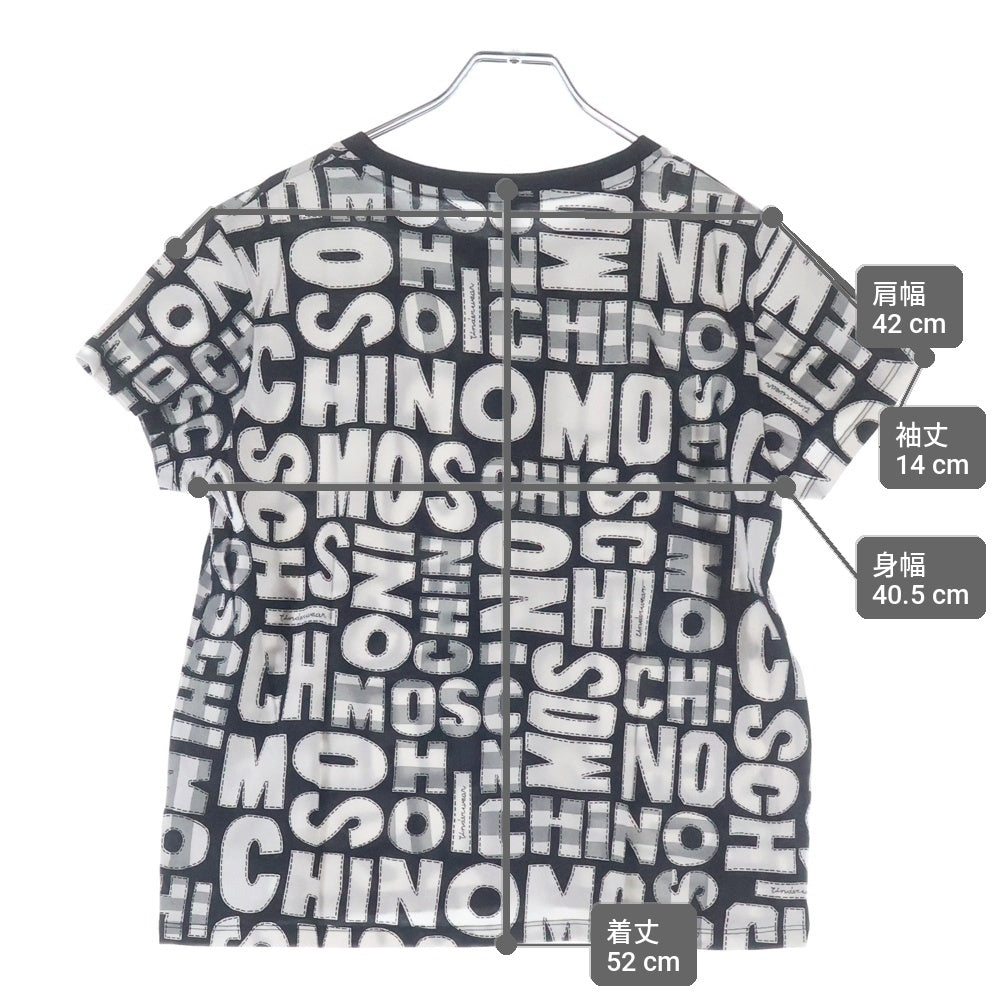 MOSCHINO(モスキーノ) 総柄ロゴデザイン 半袖Tシャツ カットソー ブラック/ホワイト