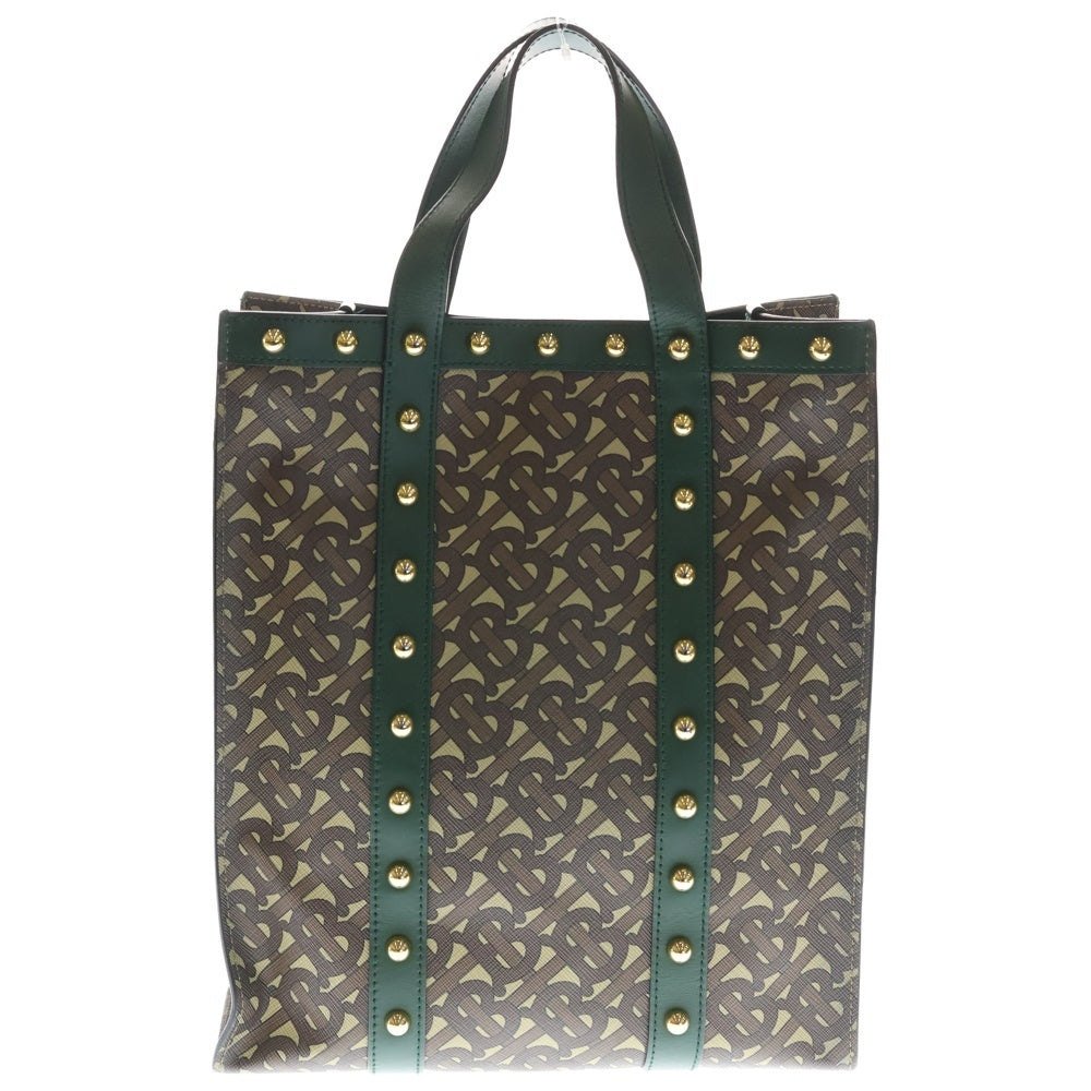 BURBERRY(バーバリー) TB トートバッグ スモール モノグラムプリント Eキャンバス ハンドバッグ グリーン/ブラウン 8025069 レディース