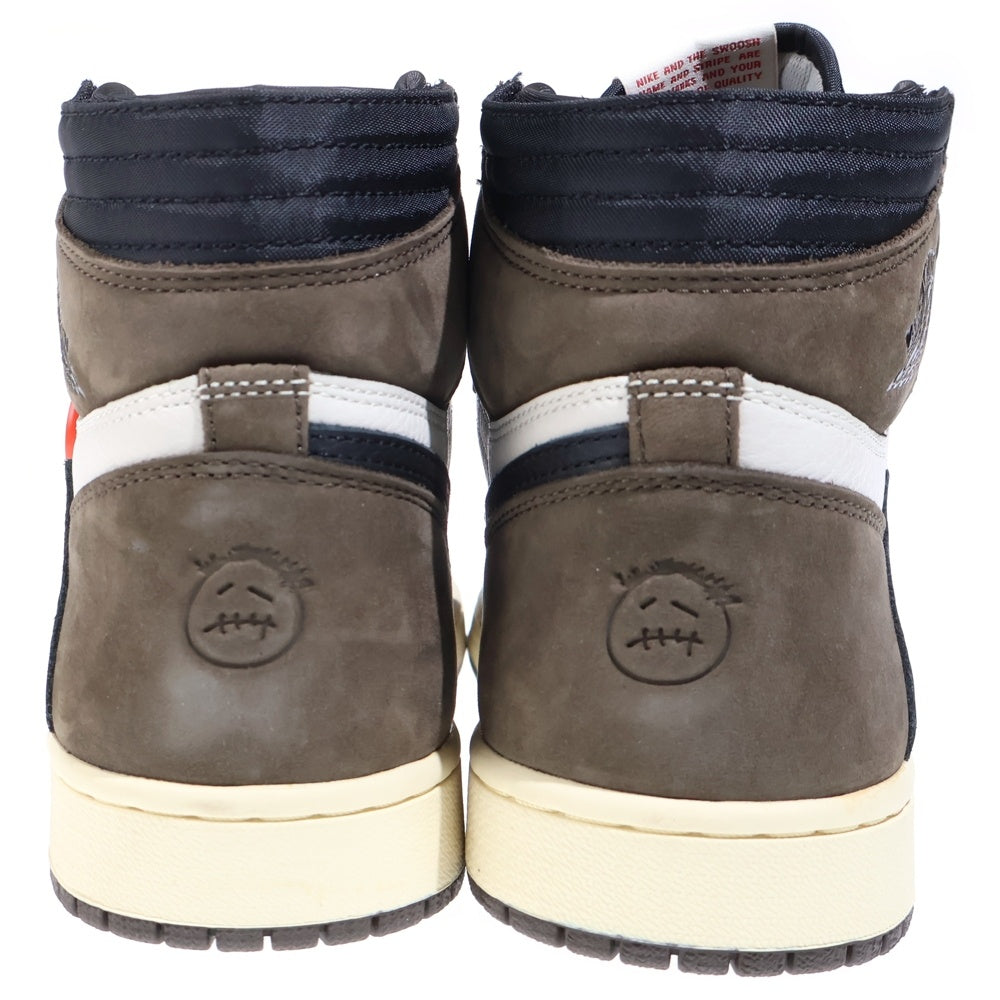NIKE(ナイキ) ×TRAVIS SCOTT AIR JORDAN 1 RETRO HIGH OG TS SP トラヴィススコット エアジョーダン1 ハイカットスニーカー ブラウン/ホワイト US10.5/27cm CD4487-100