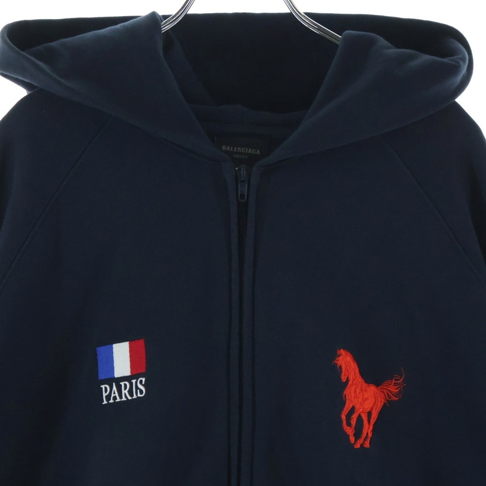 BALENCIAGA(バレンシアガ) Polo Zip-up Hoodie ポロジップフーディー パーカー ネイビー 720425 TNVD4