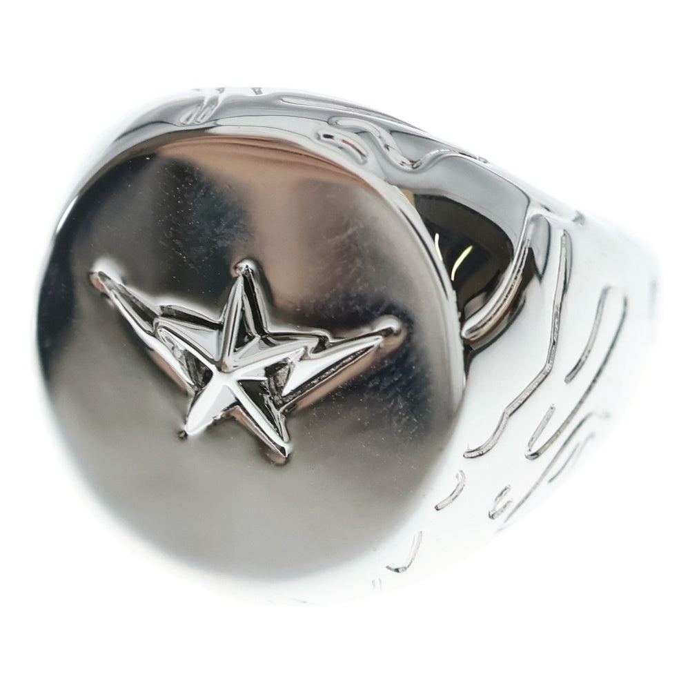 A BATHING APE(アベイシングエイプ) SIGNET RING ラインカモ デボス加工 スターデザイン リング 指輪 シルバー