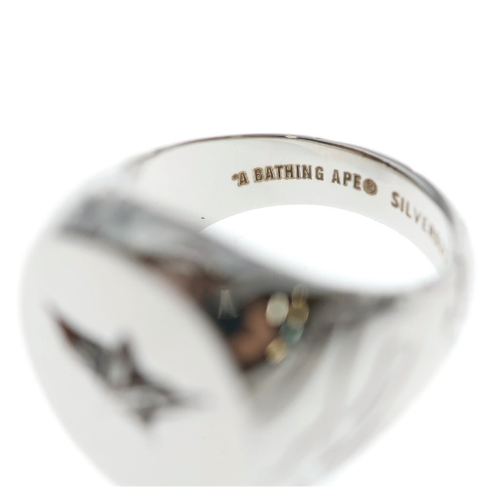 A BATHING APE(アベイシングエイプ) SIGNET RING ラインカモ デボス加工 スターデザイン リング 指輪 シルバー