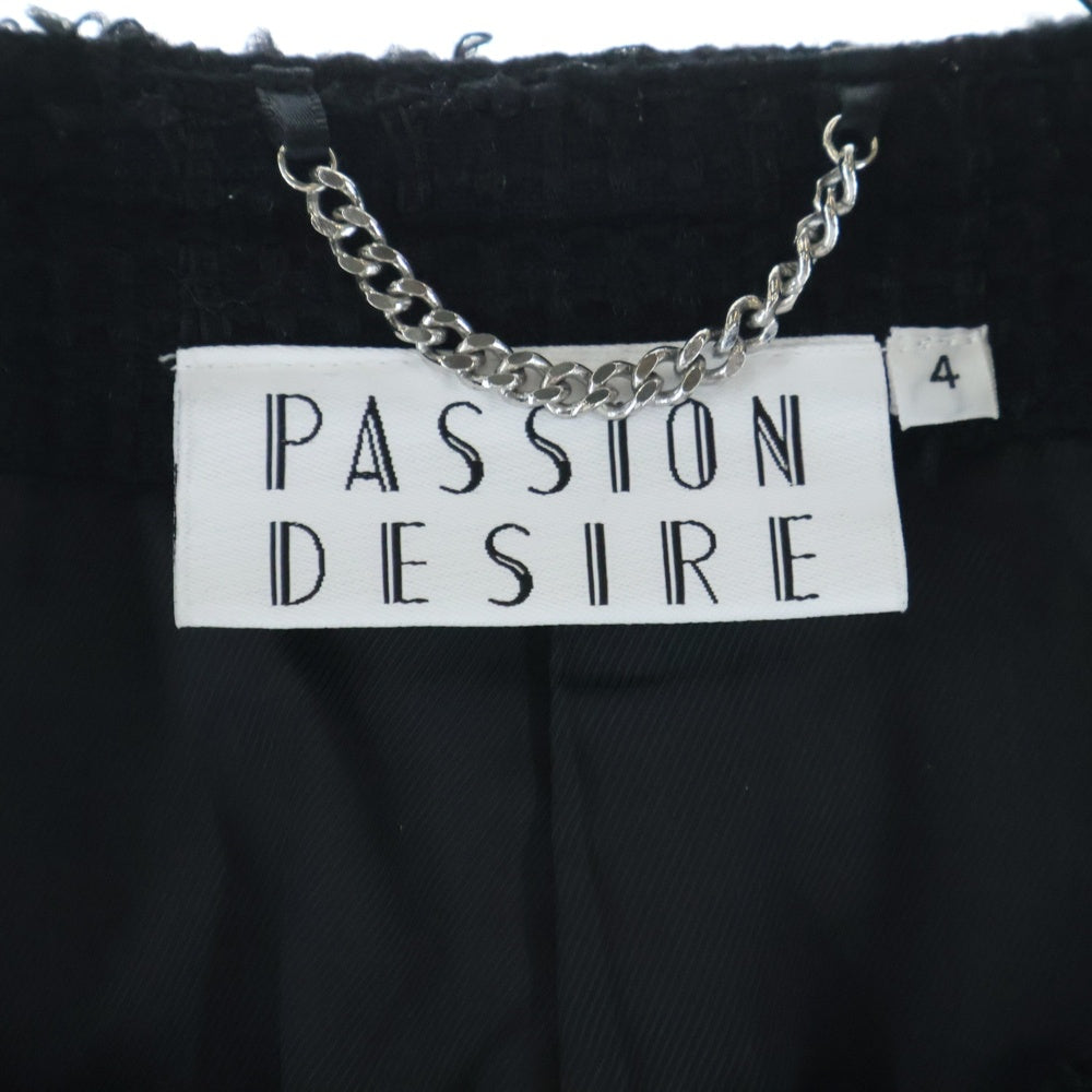 el conductorH(コンダクター) 25AW MIXED RIBBON TWEED NO COLLAR BONDAGE JKT ミックス リボン ツイードノーカラー ボンテージジャケット ブラック PD25AJ06