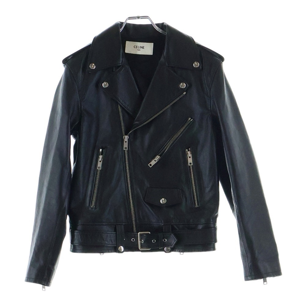 CELINE(セリーヌ) CELINE by Hedi Slimane クラシックバイカー カーフスキン ダブル レザーライダースジャケット ブラック 2E158599E