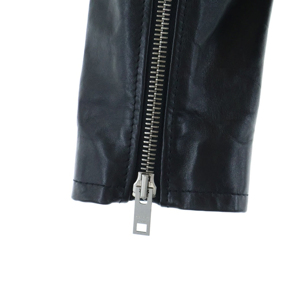 CELINE(セリーヌ) CELINE by Hedi Slimane クラシックバイカー カーフスキン ダブル レザーライダースジャケット ブラック 2E158599E