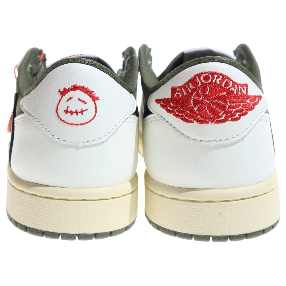 NIKE(ナイキ) ×TAVIS SCOTT AIR JORDAN1 LOW OG SP トラヴィス スコット エアジョーダン1 リバースオリーブ ローカットスニーカー ホワイト/カーキ US9/27cm DM7866-200