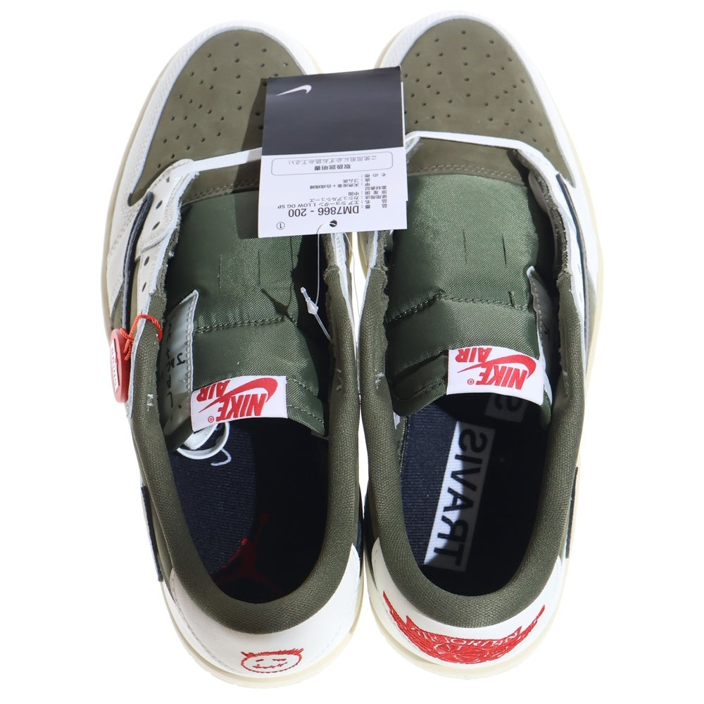 NIKE(ナイキ) ×TAVIS SCOTT AIR JORDAN1 LOW OG SP トラヴィス スコット エアジョーダン1 リバースオリーブ ローカットスニーカー ホワイト/カーキ US9/27cm DM7866-200