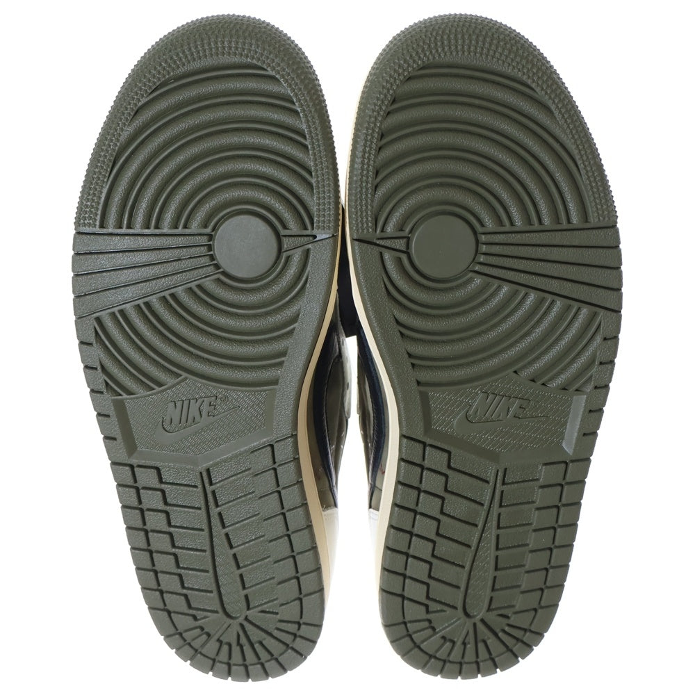 NIKE(ナイキ) ×TAVIS SCOTT AIR JORDAN1 LOW OG SP トラヴィス スコット エアジョーダン1 リバースオリーブ ローカットスニーカー ホワイト/カーキ US9/27cm DM7866-200