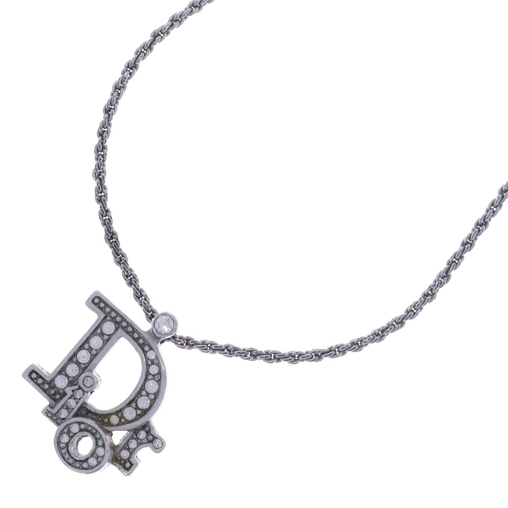 Christian Dior(クリスチャンディオール) CD アイコン ロゴ ラインストーン GP ネックレス シルバー レディース