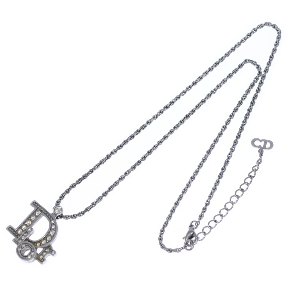 Christian Dior(クリスチャンディオール) CD アイコン ロゴ ラインストーン GP ネックレス シルバー レディース