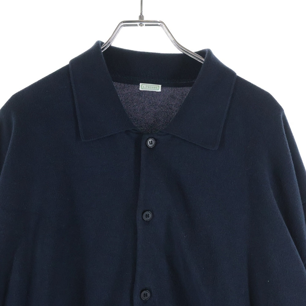 A.PRESSE(アプレッセ) 24SS Cotton Knit Polo Collar Cardiga アプレッセ コットンニットポロカラーカーディガン ネイビー 24SAP-03-08K