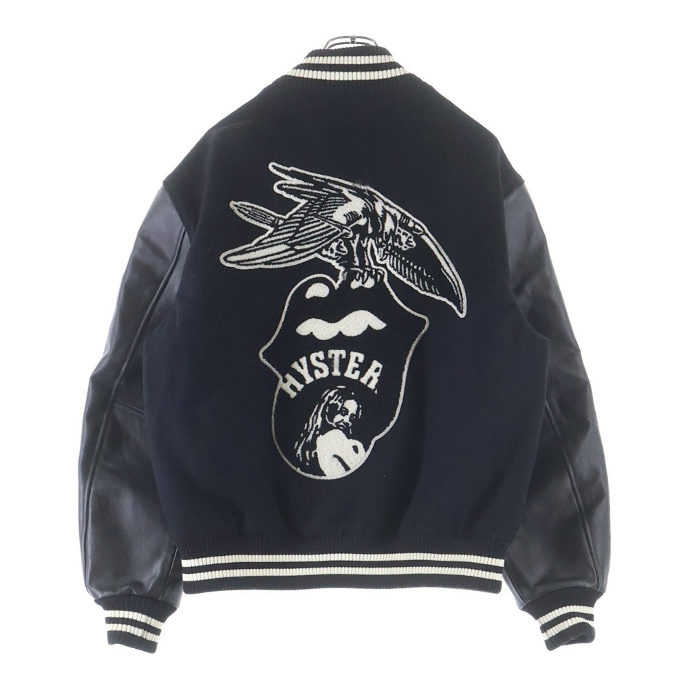 HYSTERIC GLAMOUR(ヒステリックグラマー) 25SS ×THE ROLLING STONES Loves 1975 Us Tour Embroidery Stadium Jacket ローリングストーンズ ラブズ 1975 スタジャン ジャケット ブラック HYS-0244
