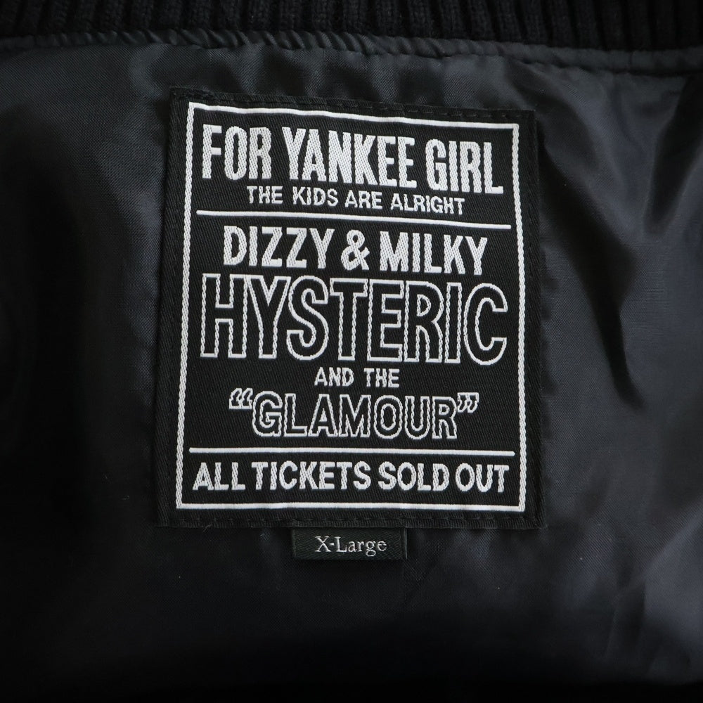 HYSTERIC GLAMOUR(ヒステリックグラマー) 25SS ×THE ROLLING STONES Loves 1975 Us Tour Embroidery Stadium Jacket ローリングストーンズ ラブズ 1975 スタジャン ジャケット ブラック HYS-0244