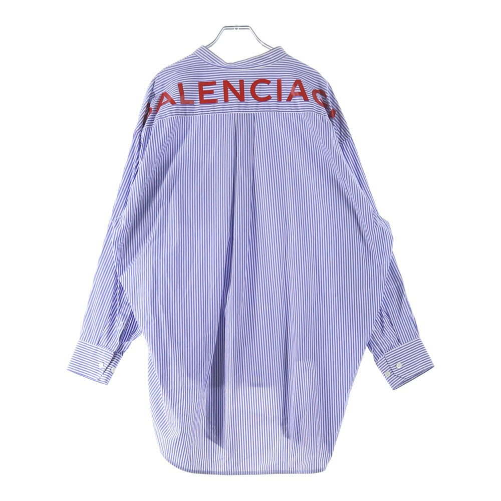 BALENCIAGA(バレンシアガ) 17SS バンドカラーストライプシャツ 長袖シャツ ブルー 492513 TXB03
