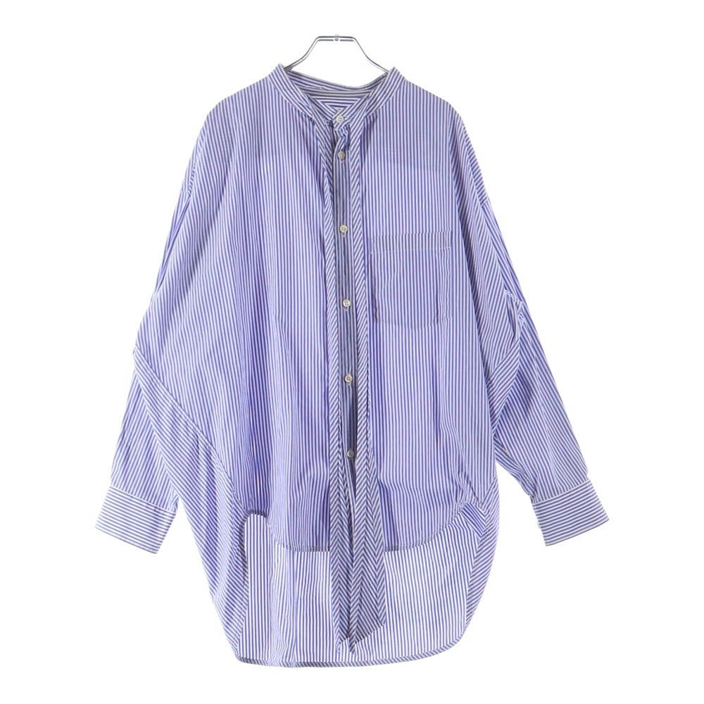 BALENCIAGA(バレンシアガ) 17SS バンドカラーストライプシャツ 長袖シャツ ブルー 492513 TXB03