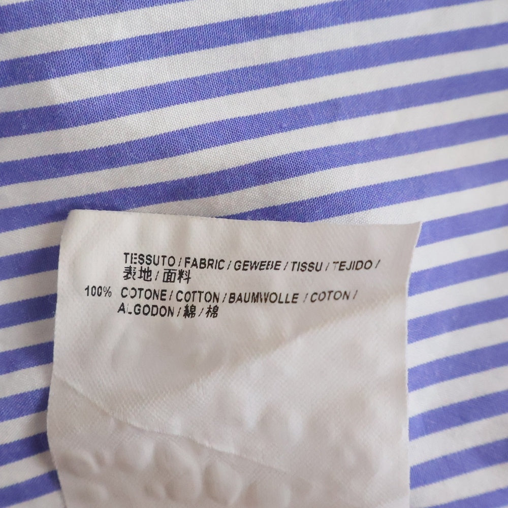 BALENCIAGA(バレンシアガ) 17SS バンドカラーストライプシャツ 長袖シャツ ブルー 492513 TXB03